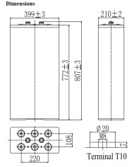 BDS BATTERY SEALED TUBULAR PLATE 2V 2000AH T13
