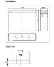 BDS BATTERY AGM FRONT TERM LONG LIFE 12V 125AH