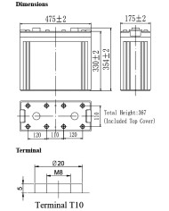 BDS BATTERY AGM HIGH CAPACITY L.LIFE 2V 1200AH T10