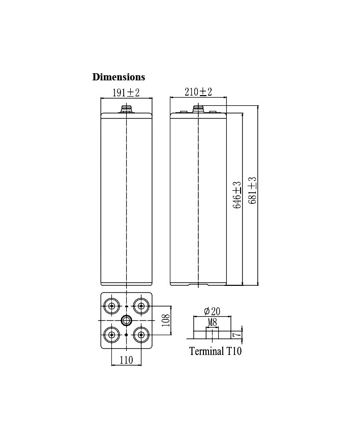 BDS BATTERY SEALED TUBULAR PLATE 2V 800AH T13