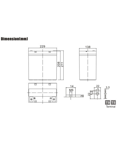 BDS BATTERY AGM DEEP CYCLE LONG LIFE 12V 55AH T9
