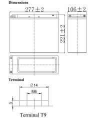 BDS BATTERY AGM FRONT TERM LONG LIFE 12V 50AH T9