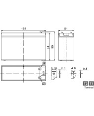 BDS BATTERY AGM DEEP CYCLE 12V 6.5AH +T2/-T1