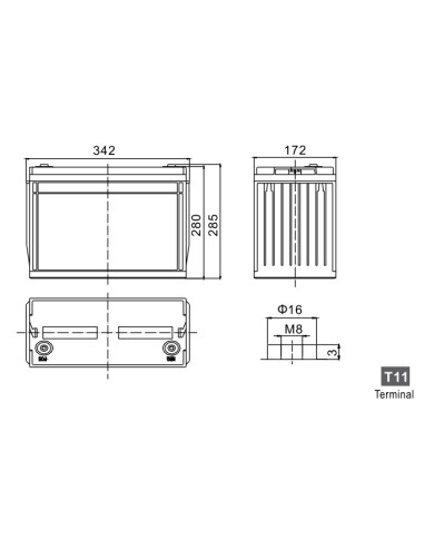 BDS BATTERY AGM DEEP CYCLE LONG LIFE 12V 134AH T11