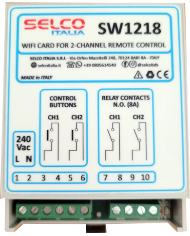 SCHEDA WIFI PER COMANDO REMOTO UTENZE 2 CANALI