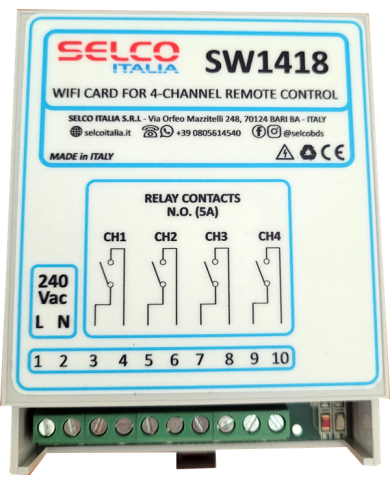 SCHEDA WIFI PER COMANDO REMOTO UTENZE 4 CANALI