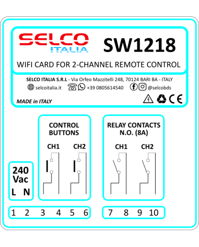 SCHEDA WIFI PER COMANDO REMOTO UTENZE 2 CANALI